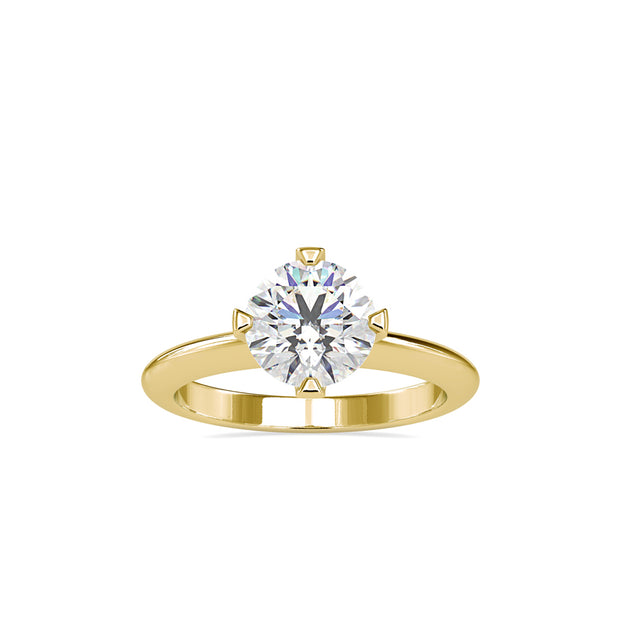 round cut solitaire lab-grown diamond ring in yellow gold