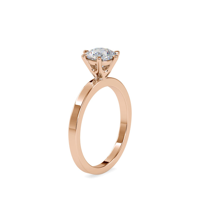 round cut solitaire lab-grown diamond ring in rose gold