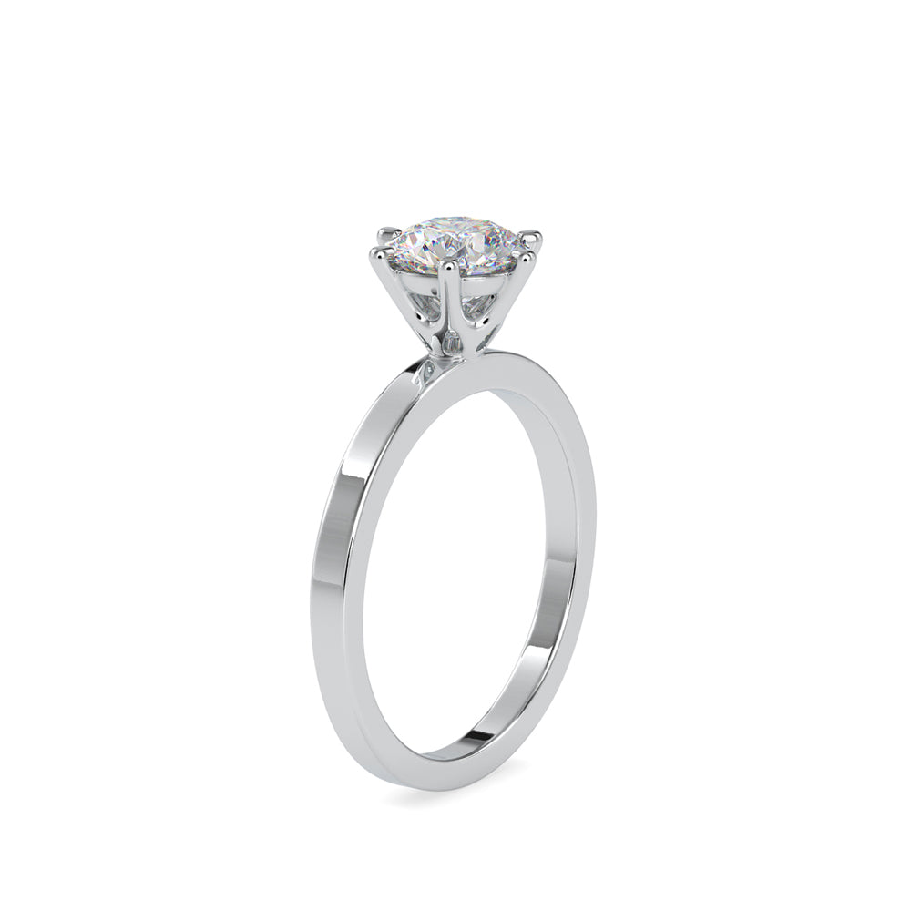 round cut solitaire lab-grown diamond ring in white gold