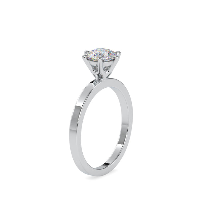 round cut solitaire lab-grown diamond ring in white gold