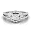 split shank round cluster diamond ring in white gold