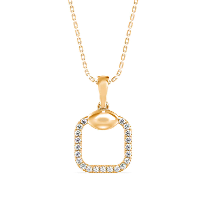 square pave diamond pendant necklace in yellow gold