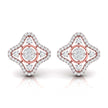  star shape round diamond stud earrings in rose gold