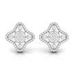 star shape round diamond stud earrings in white gold