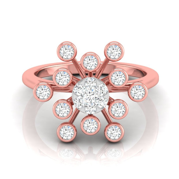 Starburst Design Round Cut Lab-Grown Diamond Rose Gold Ring
