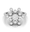 Starburst Design Round Cut Lab-Grown Diamond White Gold Ring