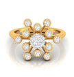 Starburst Design Round Cut Lab-Grown Diamond Yellow Gold Ring