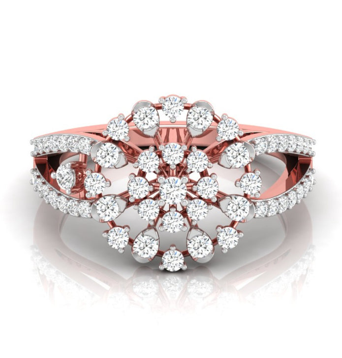 sunburst cluster lab-grown diamond ring rose gold