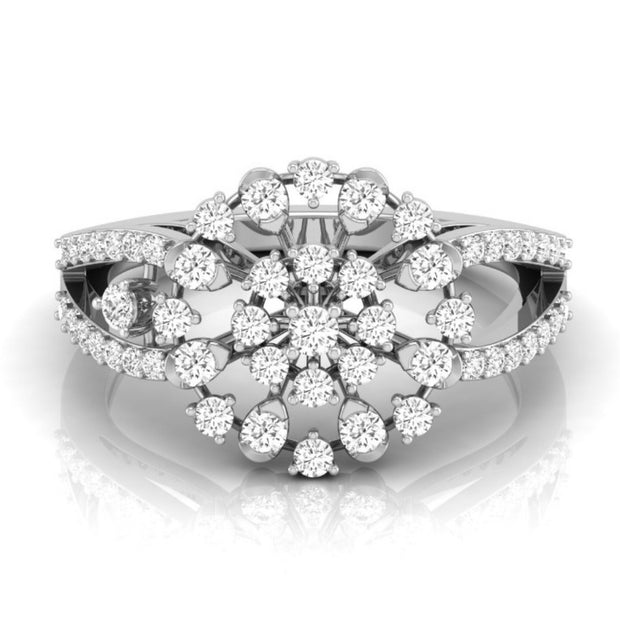 sunburst cluster lab-grown diamond ring white gold