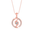 swirl circular halo diamond pendant necklace in rose gold
