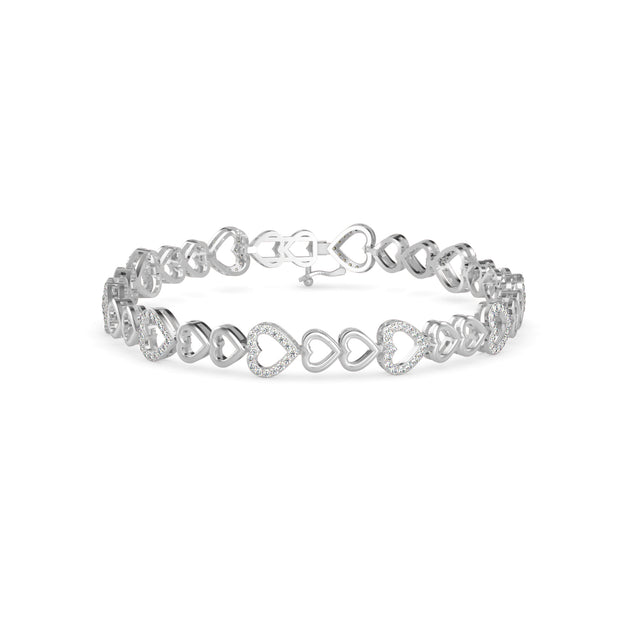 0.08Ct Heart Shaped Pave Lab-Grown Diamond Gold Tennis Bracelet