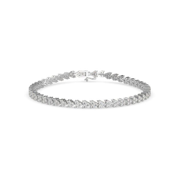 0.06Ct Cluster Trinity Leaf Lab-Grown Diamond Gold Tennis Bracelet