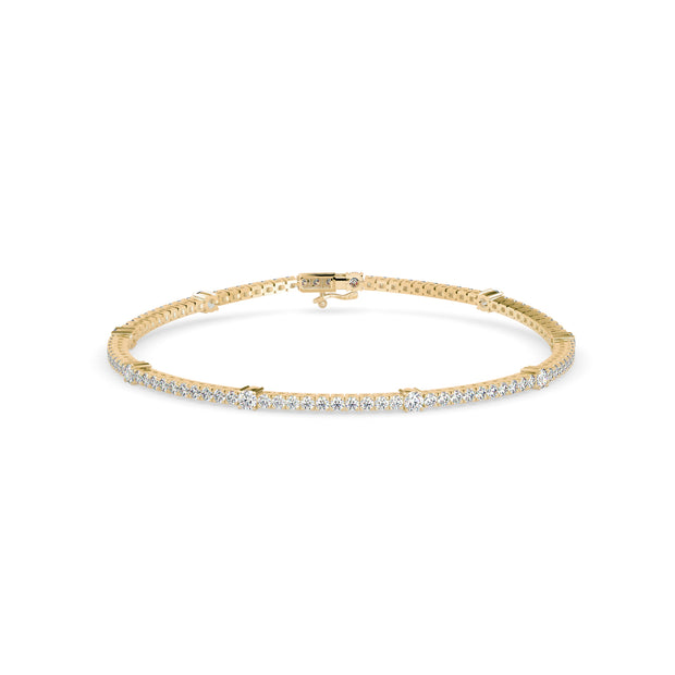 0.21Ct Round Prong Lab-Grown Diamond Gold Tennis Bracelet
