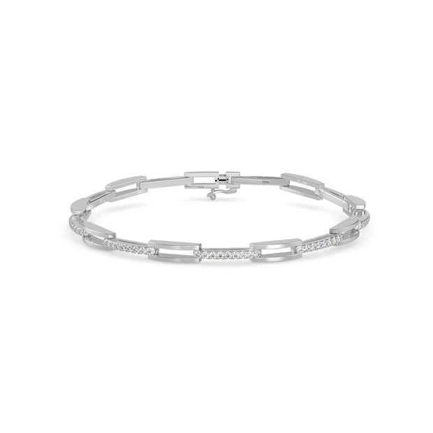 0.83Ct Rectangular Link Lab-Grown Diamond Gold Chain Bracelet