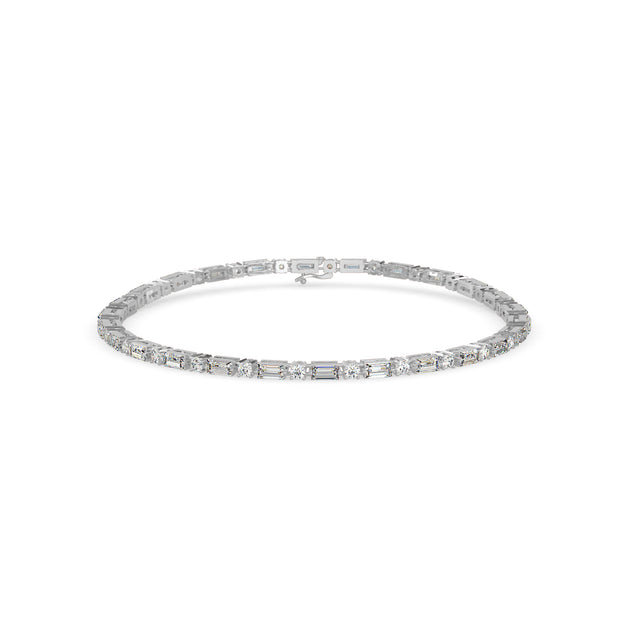 0.13Ct Baguette & Round Cut Lab-Grown Diamond Gold Tennis Bracelet
