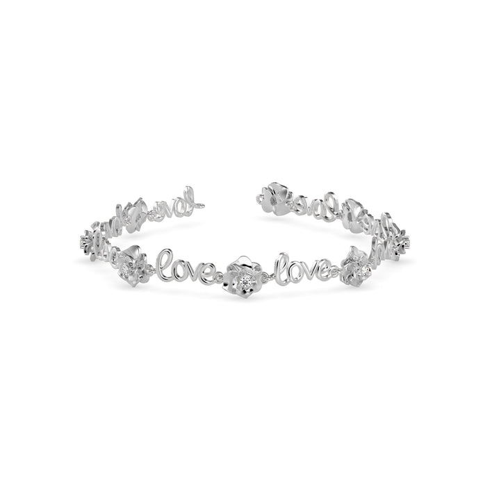 0.03Ct Two Tone 'Love' Motif Lab-Grown Diamond Gold Contemporary Bracelets