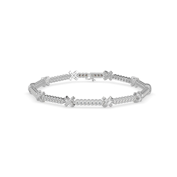 0.15Ct Cross Corset" or "X" Lab-Grown Diamond Gold Tennis Bracelets