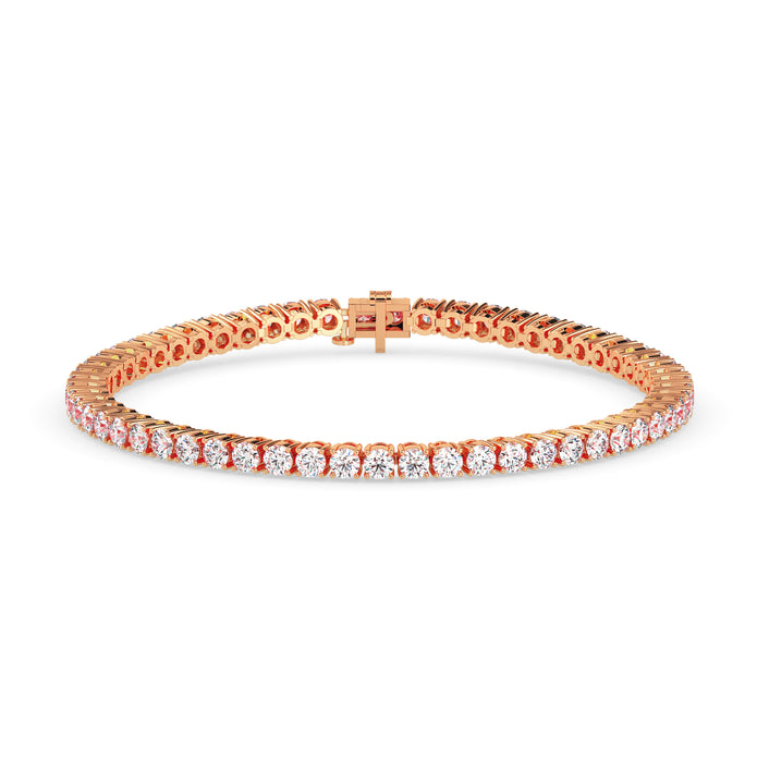 4.06Ct Round Prong Set Lab-Grown Diamond Gold Tennis Bracelets