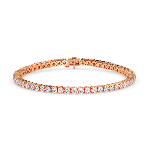 4.06Ct Round Prong Set Lab-Grown Diamond Gold Tennis Bracelets