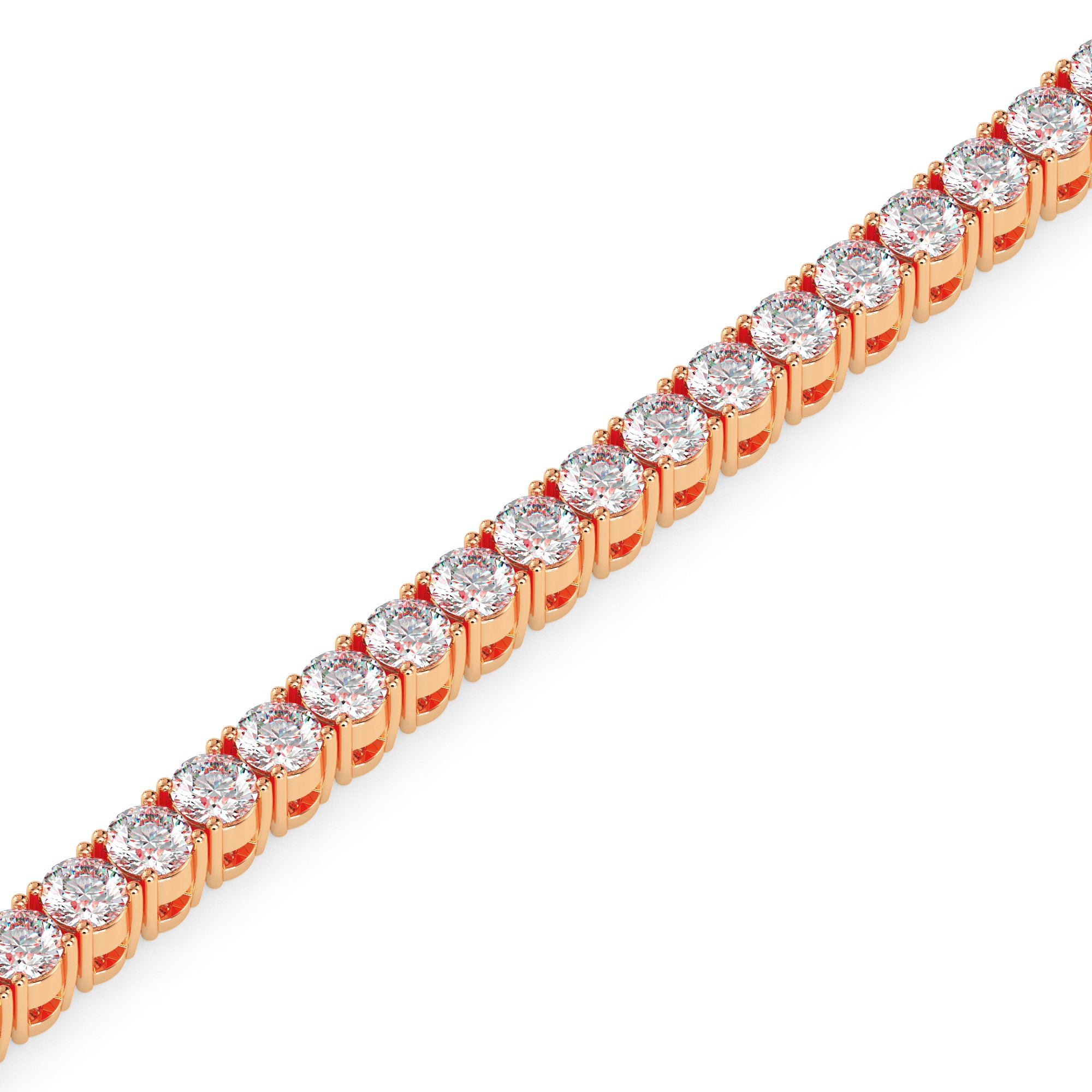 4.06Ct Round Prong Set Lab-Grown Diamond Gold Tennis Bracelets