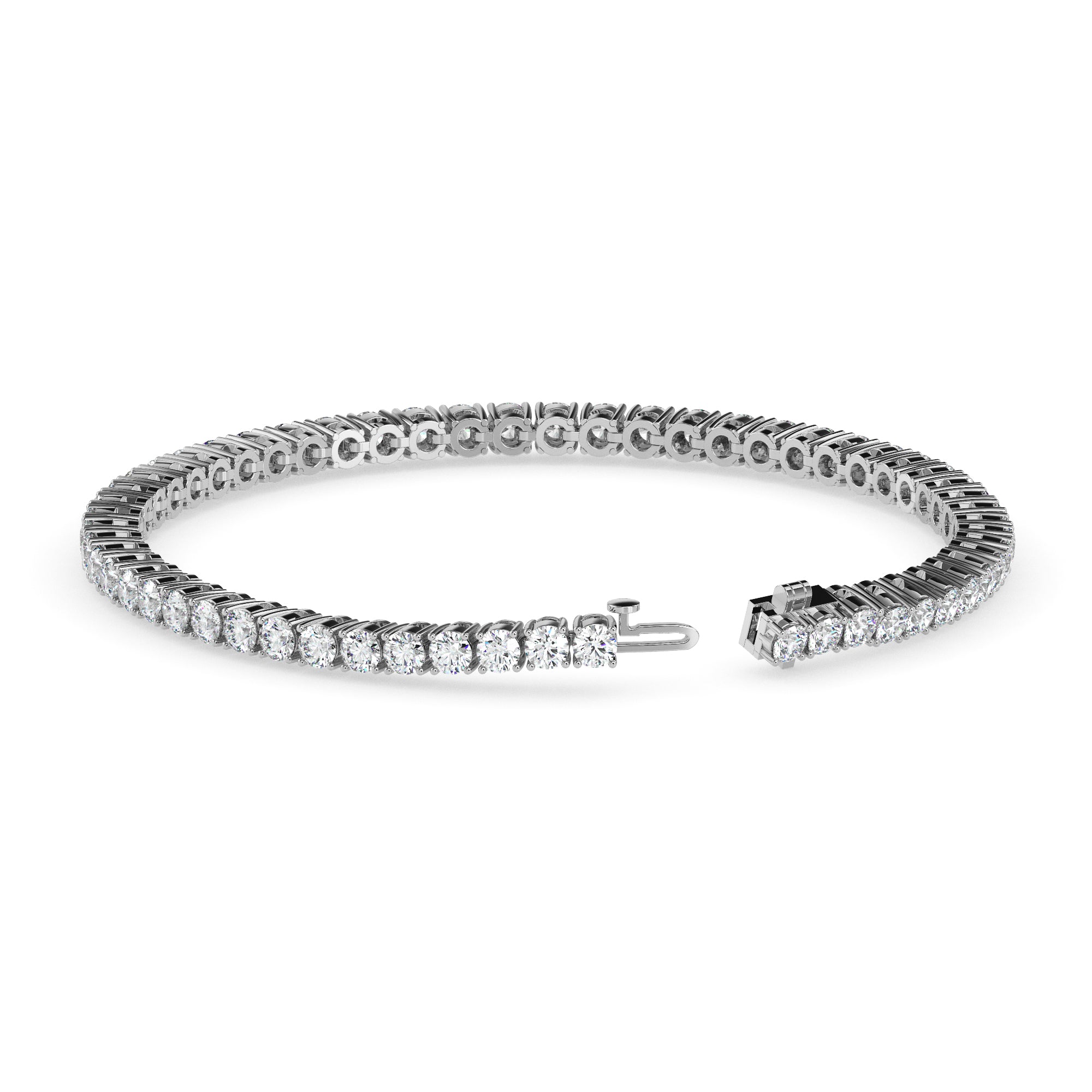 4.06Ct Round Prong Set Lab-Grown Diamond Gold Tennis Bracelets