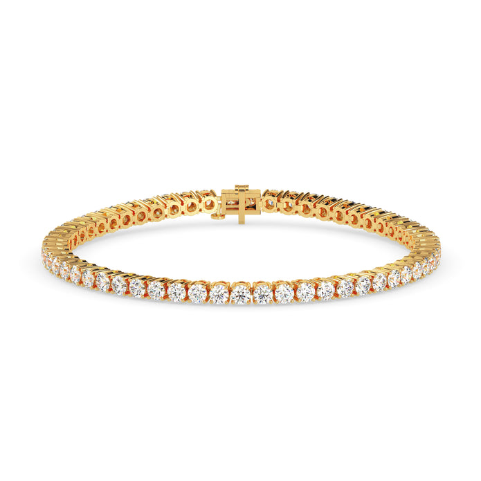 4.06Ct Round Prong Set Lab-Grown Diamond Gold Tennis Bracelets