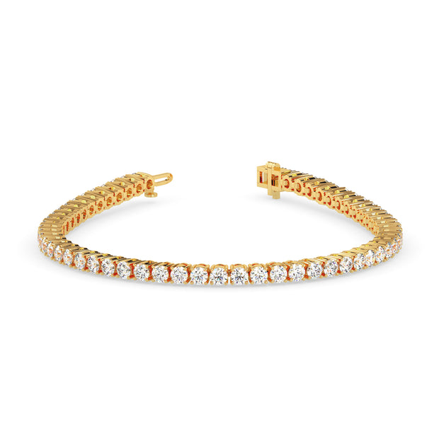 4.06Ct Round Prong Set Lab-Grown Diamond Gold Tennis Bracelets