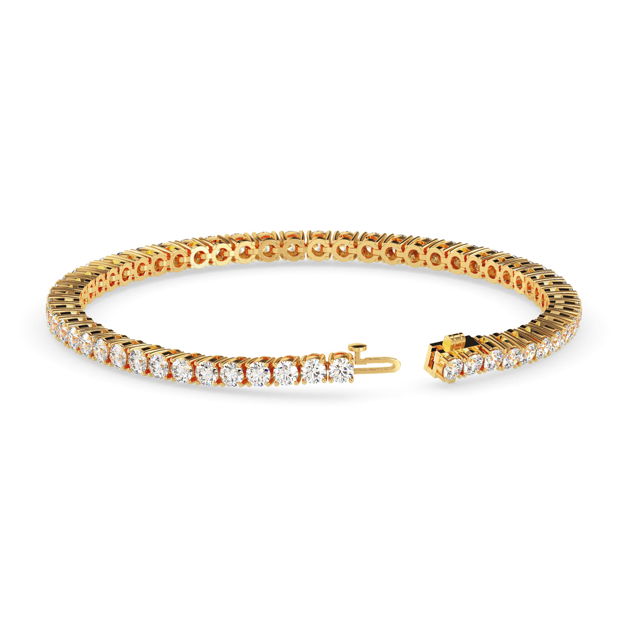 4.06Ct Round Prong Set Lab-Grown Diamond Gold Tennis Bracelets