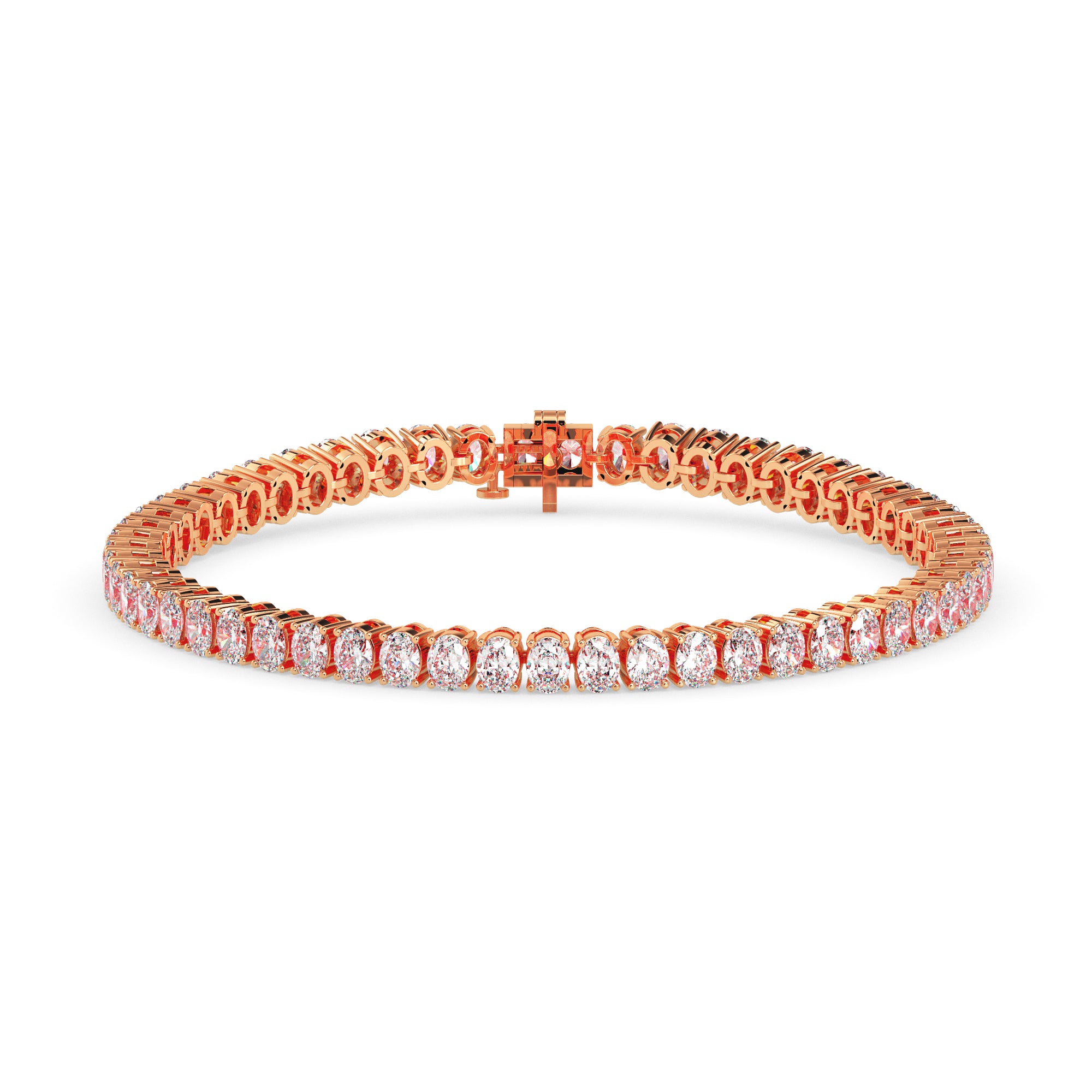 4.03Ct Oval Prong Set Lab-Grown Diamond Gold Tennis Bracelets