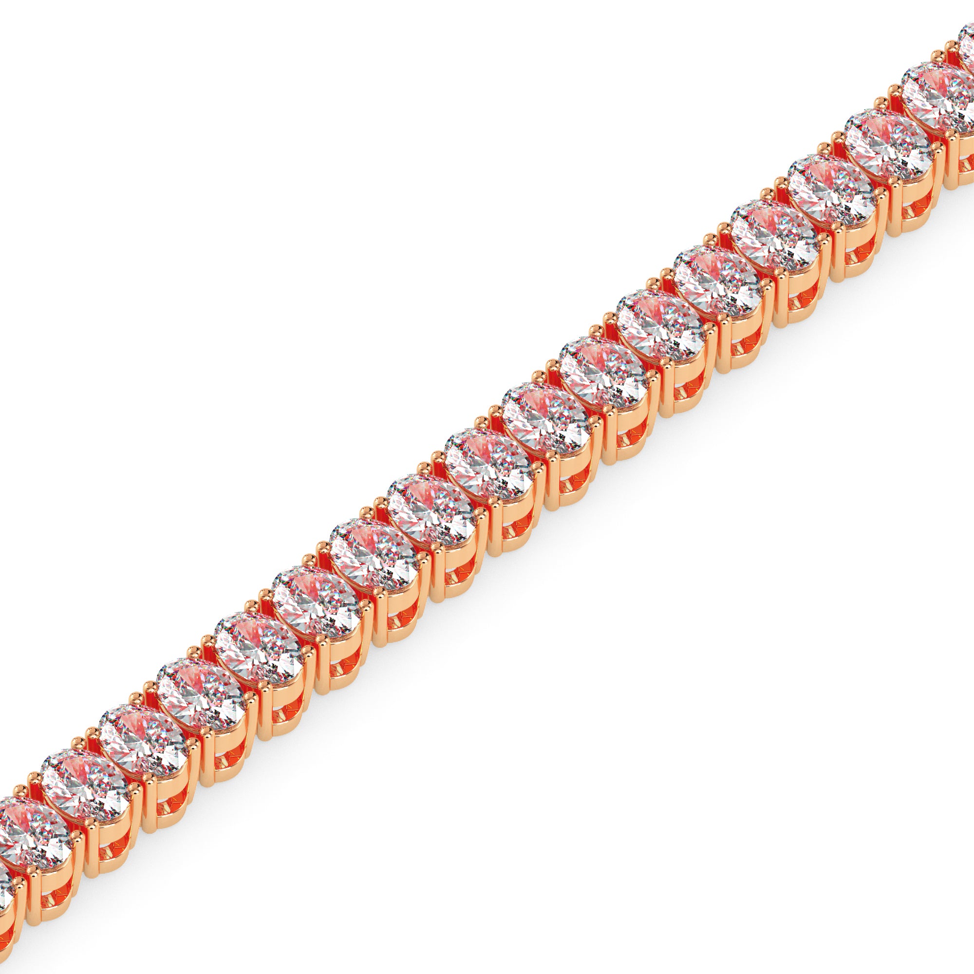 4.03Ct Oval Prong Set Lab-Grown Diamond Gold Tennis Bracelets