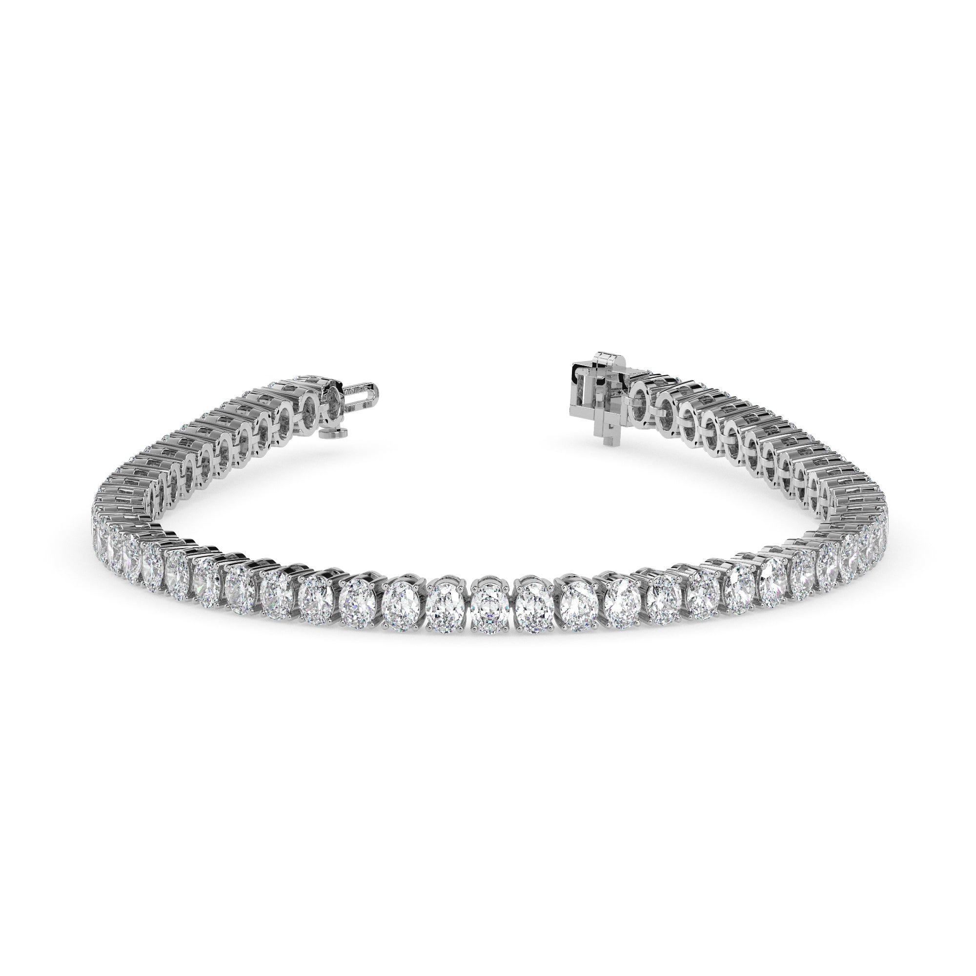 4.03Ct Oval Prong Set Lab-Grown Diamond Gold Tennis Bracelets