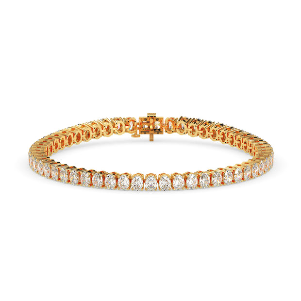 4.03Ct Oval Prong Set Lab-Grown Diamond Gold Tennis Bracelets