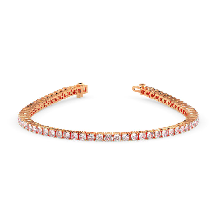 3.89Ct Cushion Prong Set Lab-Grown Diamond Gold Tennis Bracelets