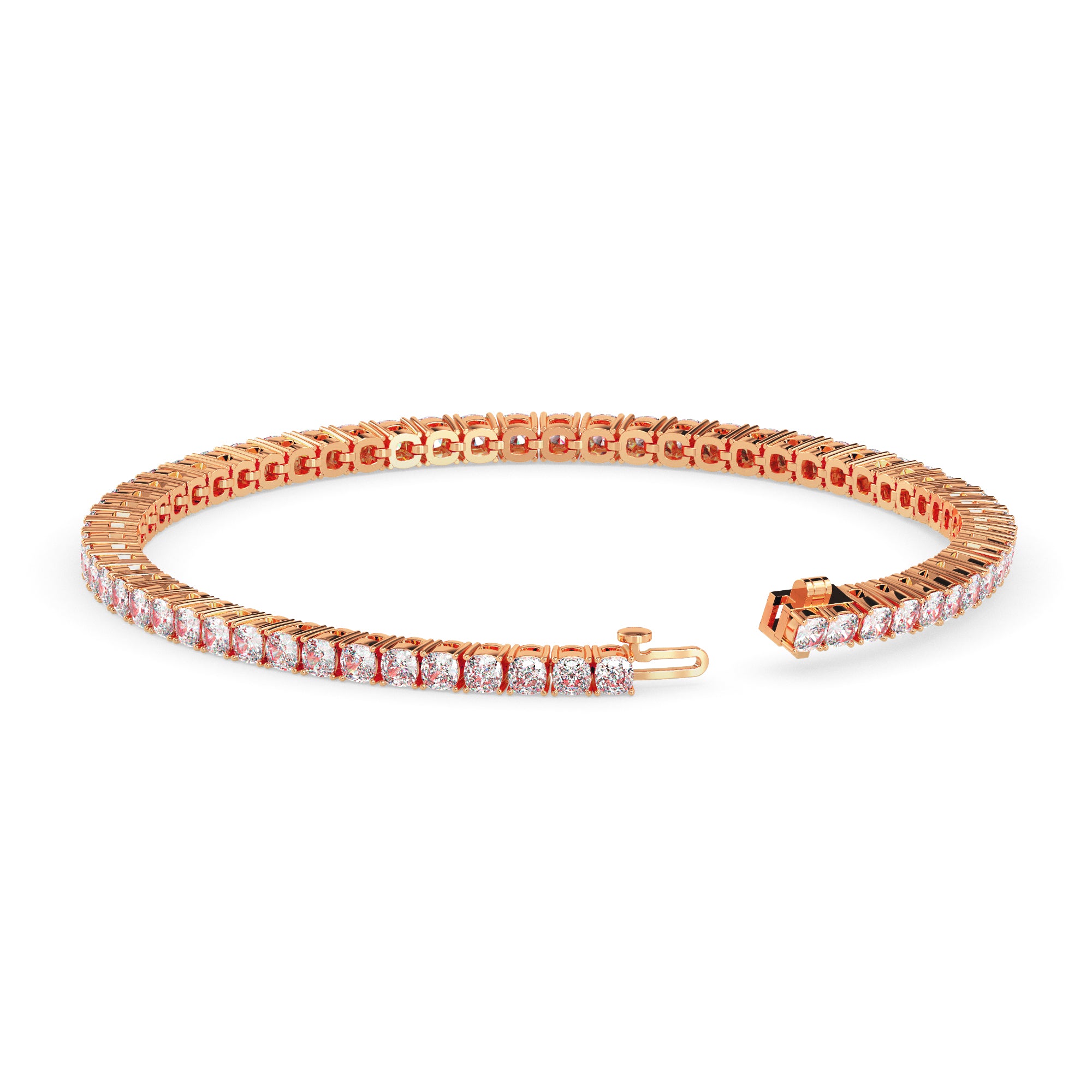 3.89Ct Cushion Prong Set Lab-Grown Diamond Gold Tennis Bracelets