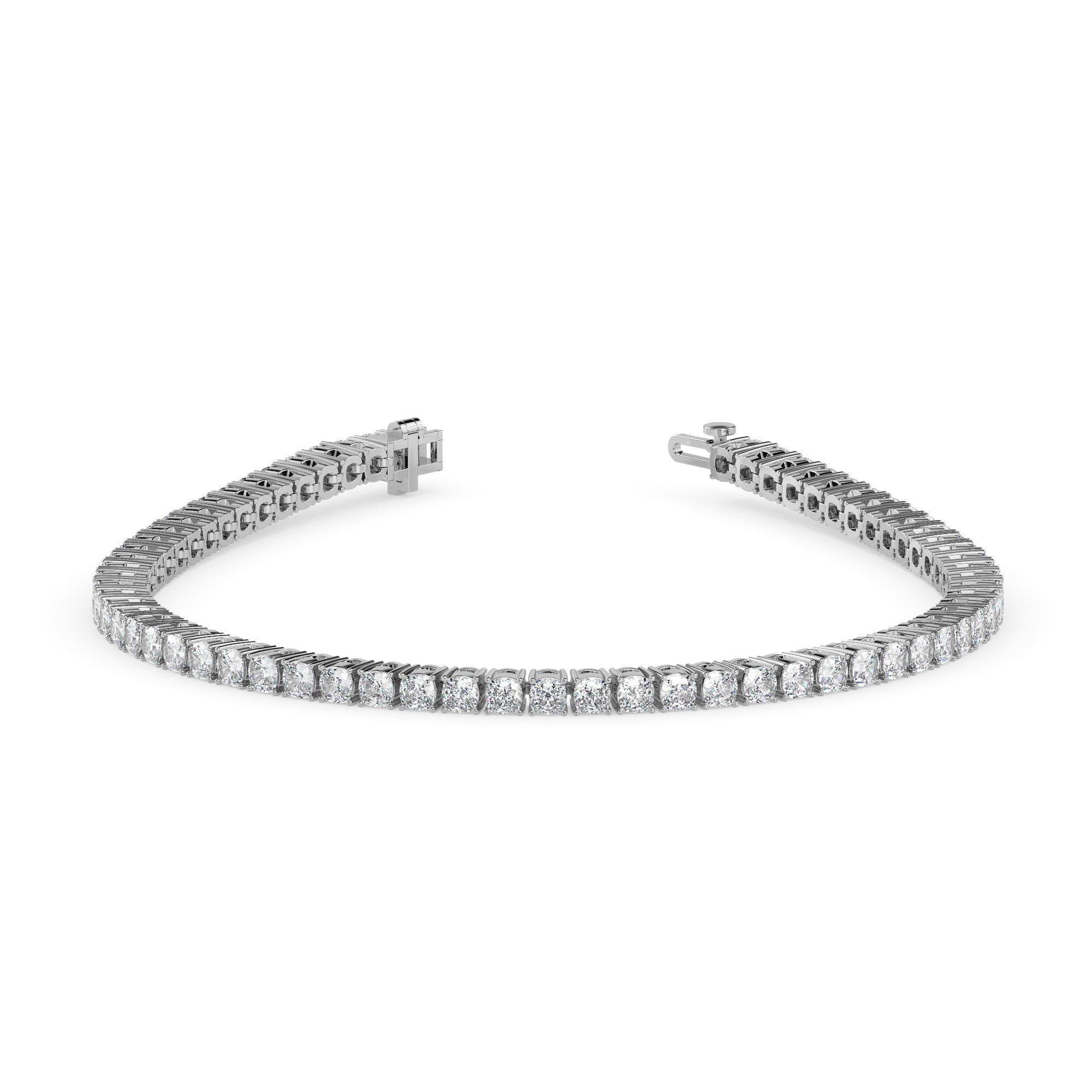 3.89Ct Cushion Prong Set Lab-Grown Diamond Gold Tennis Bracelets