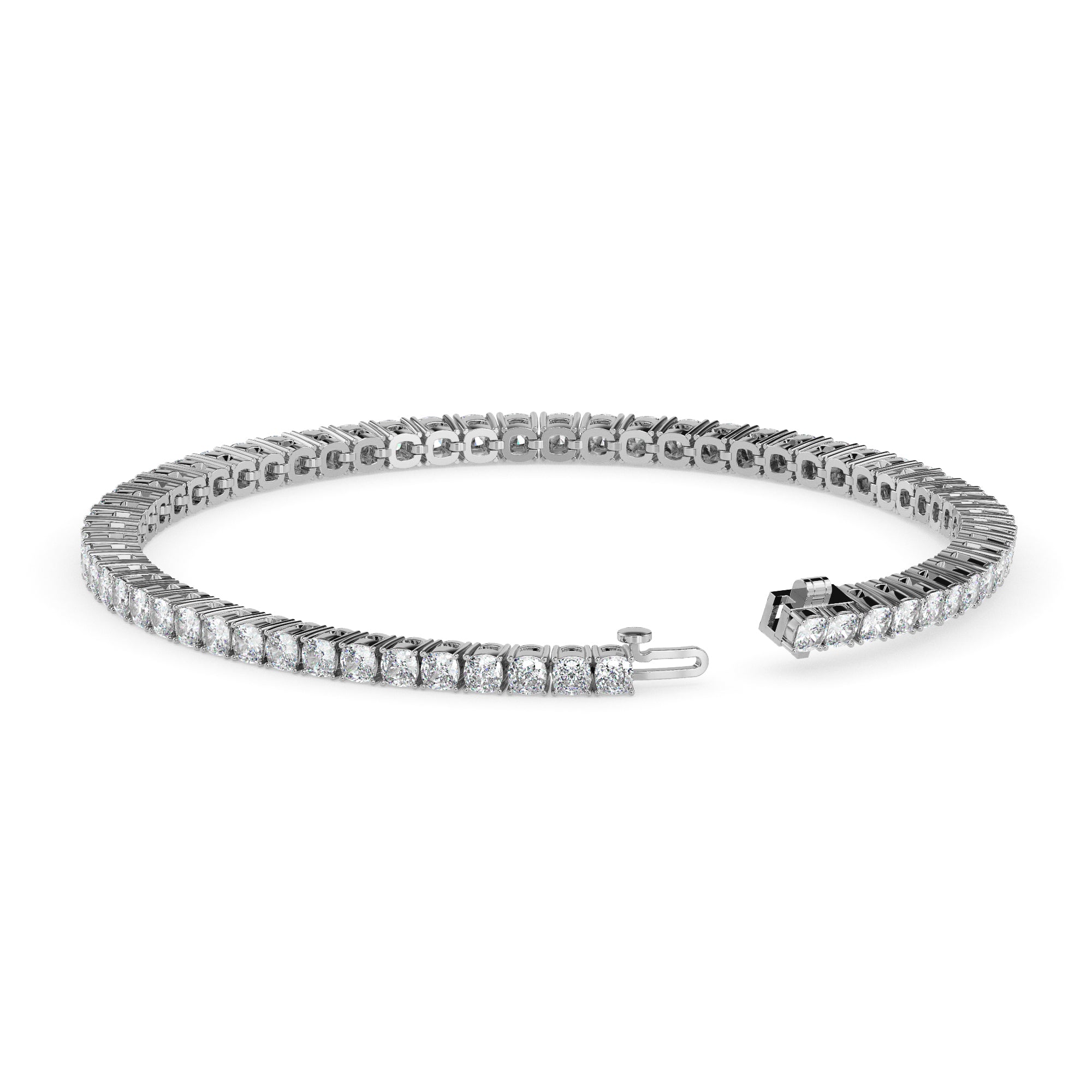 3.89Ct Cushion Prong Set Lab-Grown Diamond Gold Tennis Bracelets