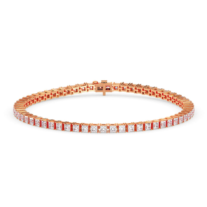 3.55Ct Princess Prong Set Lab-Grown Diamond Gold Tennis Bracelets