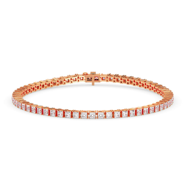 3.55Ct Princess Prong Set Lab-Grown Diamond Gold Tennis Bracelets