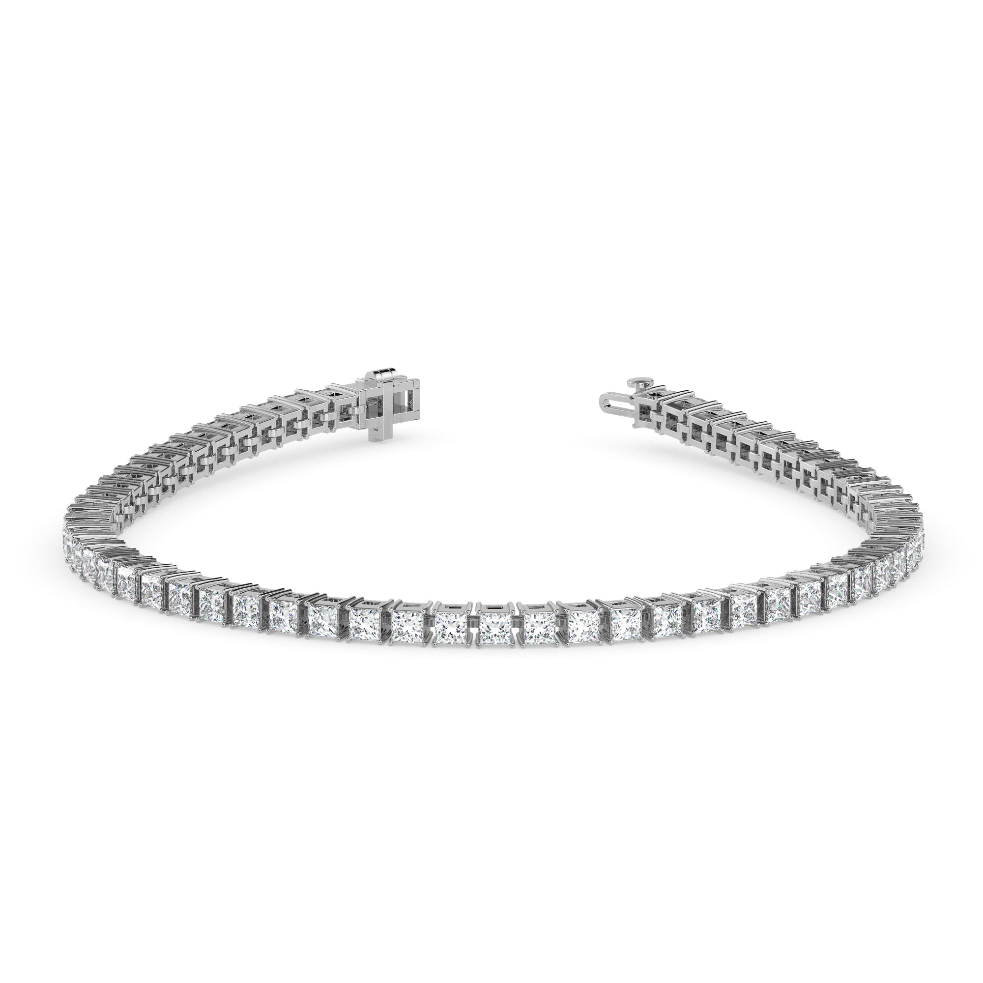 3.55Ct Princess Prong Set Lab-Grown Diamond Gold Tennis Bracelets