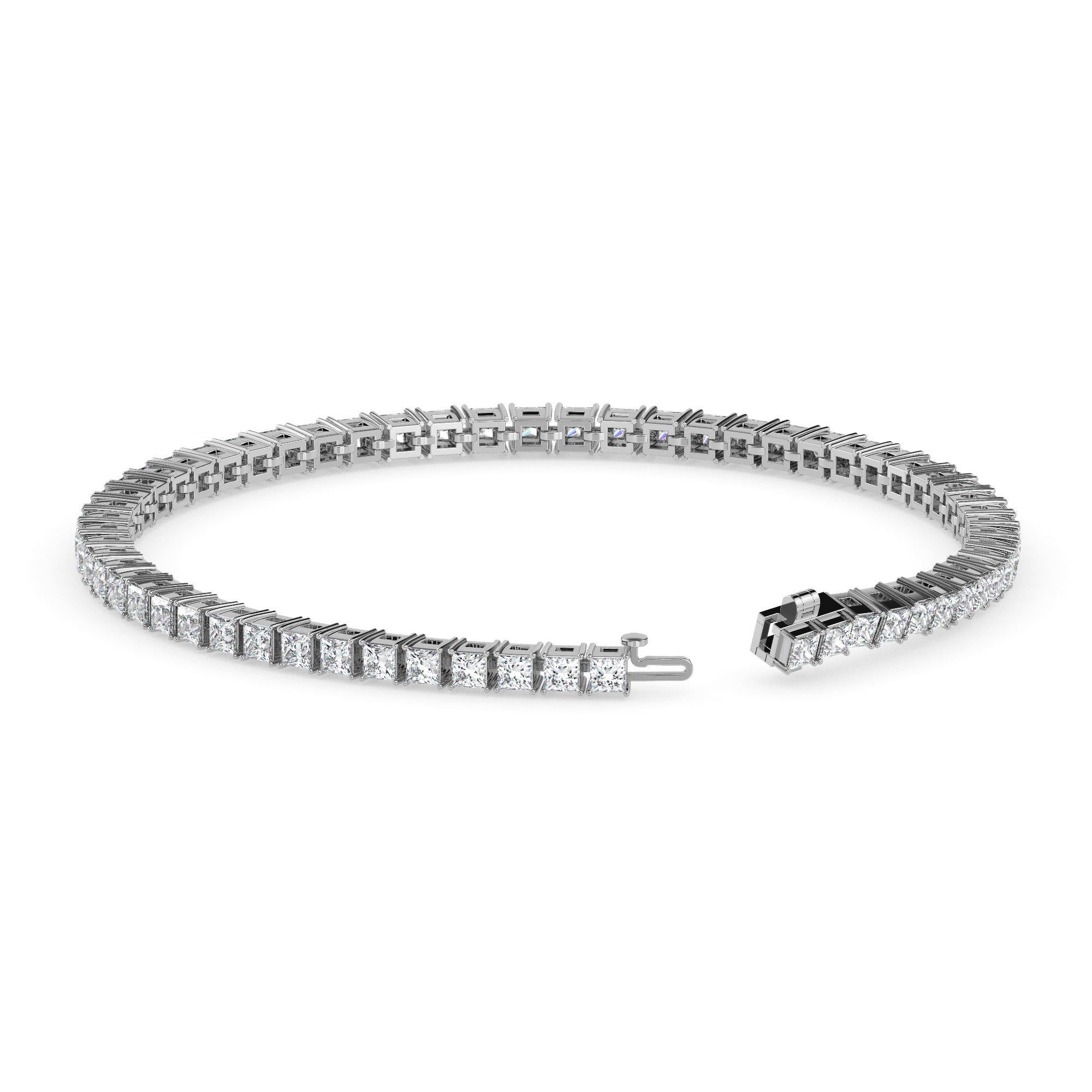 3.55Ct Princess Prong Set Lab-Grown Diamond Gold Tennis Bracelets