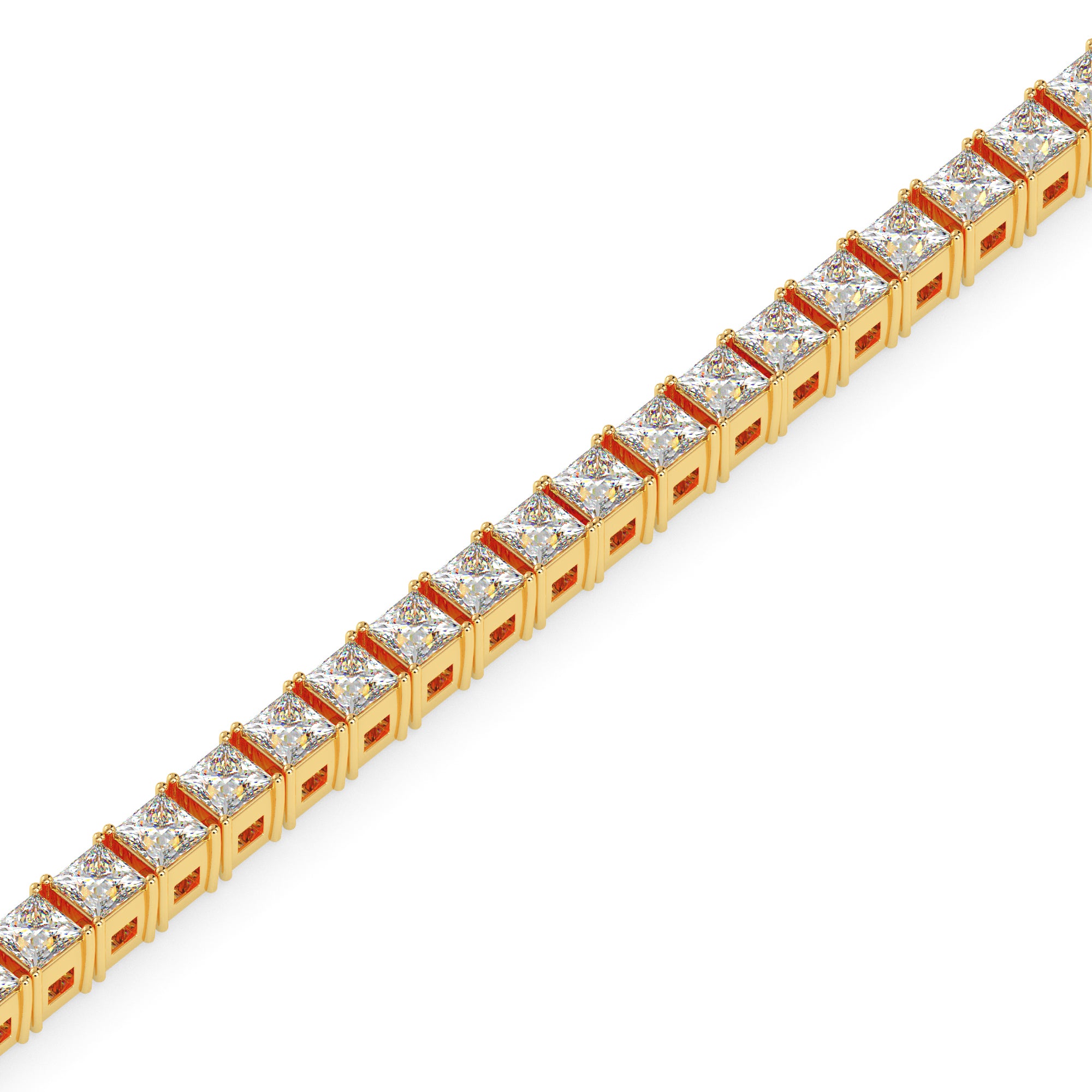 3.55Ct Princess Prong Set Lab-Grown Diamond Gold Tennis Bracelets