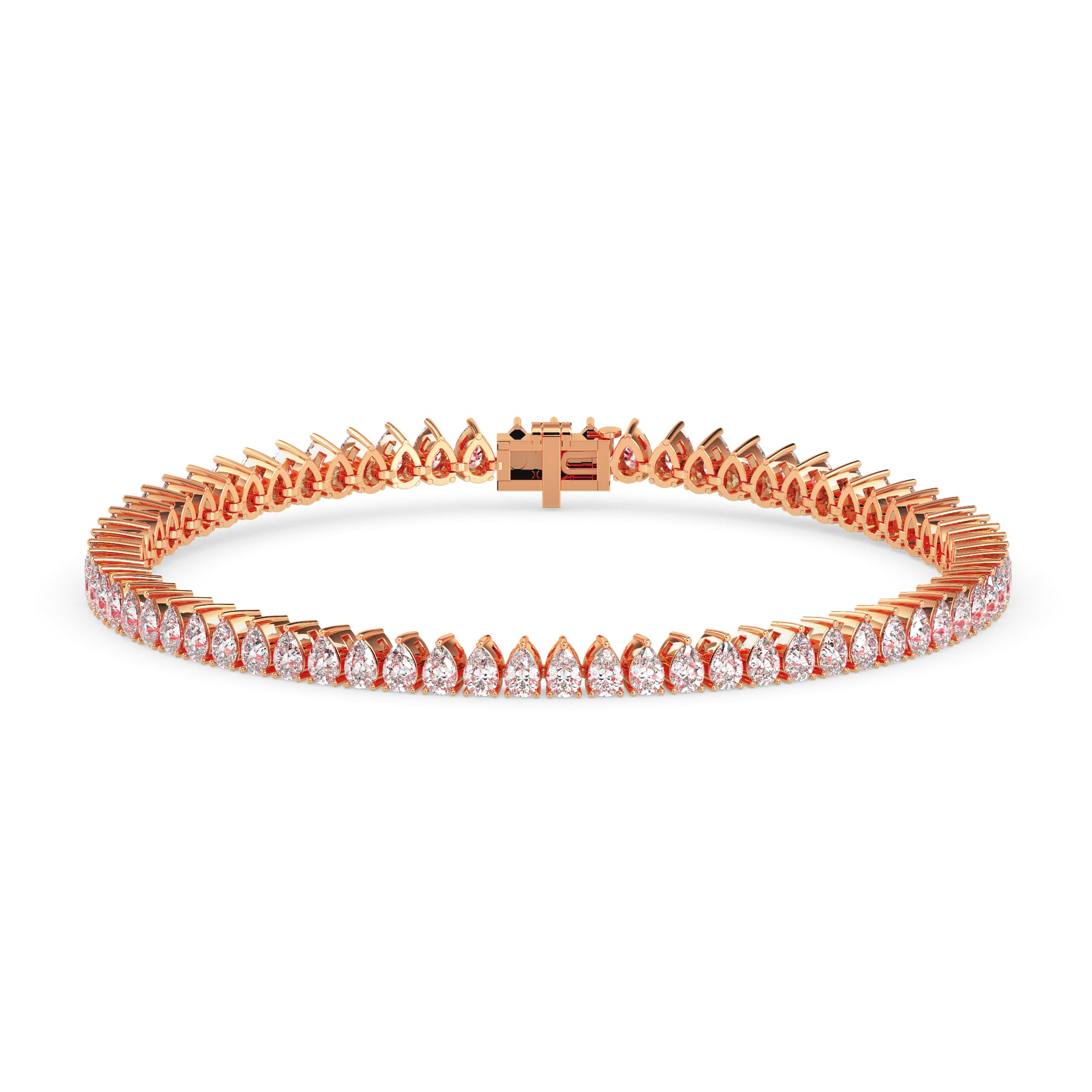 4.19Ct Pear Prong Set Lab-Grown Diamond Gold Tennis Bracelets