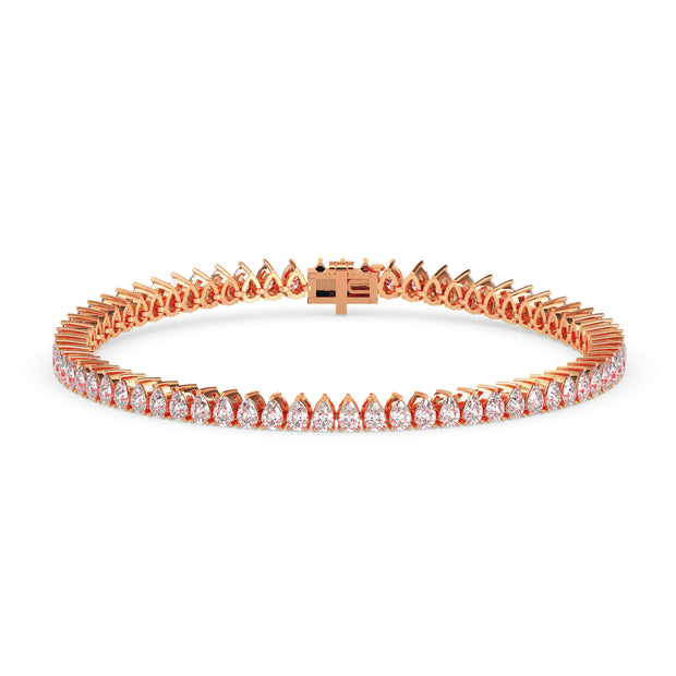 4.19Ct Pear Prong Set Lab-Grown Diamond Gold Tennis Bracelets