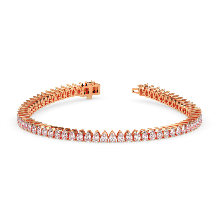 4.19Ct Pear Prong Set Lab-Grown Diamond Gold Tennis Bracelets