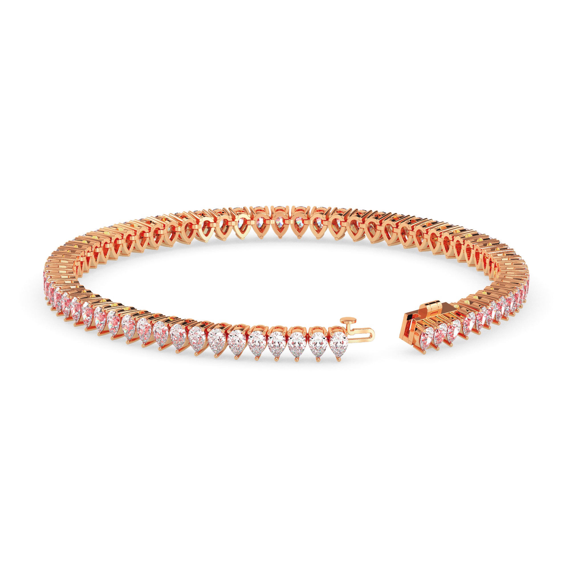 4.19Ct Pear Prong Set Lab-Grown Diamond Gold Tennis Bracelets