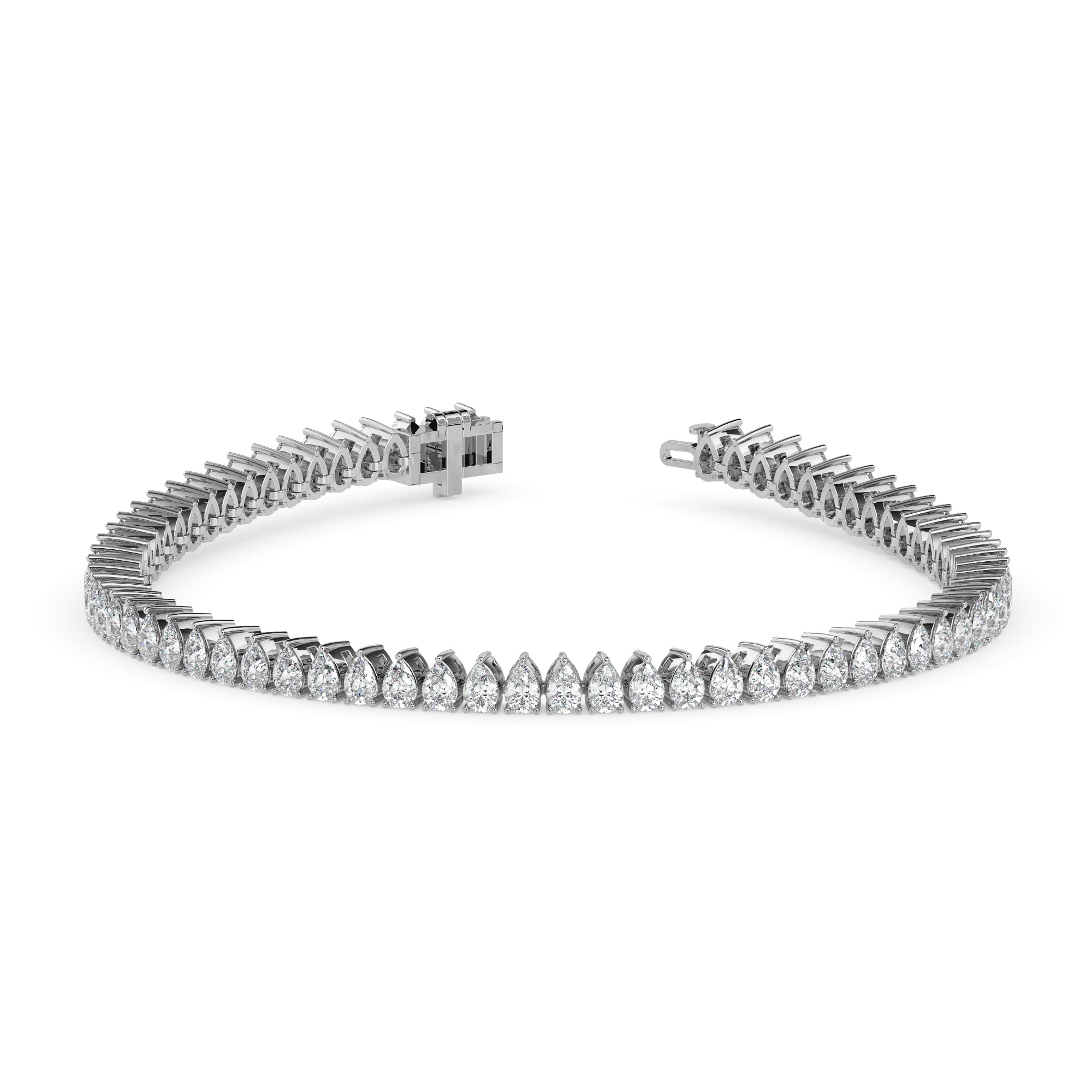 4.19Ct Pear Prong Set Lab-Grown Diamond Gold Tennis Bracelets