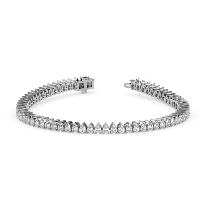 4.19Ct Pear Prong Set Lab-Grown Diamond Gold Tennis Bracelets