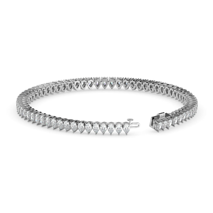 4.19Ct Pear Prong Set Lab-Grown Diamond Gold Tennis Bracelets