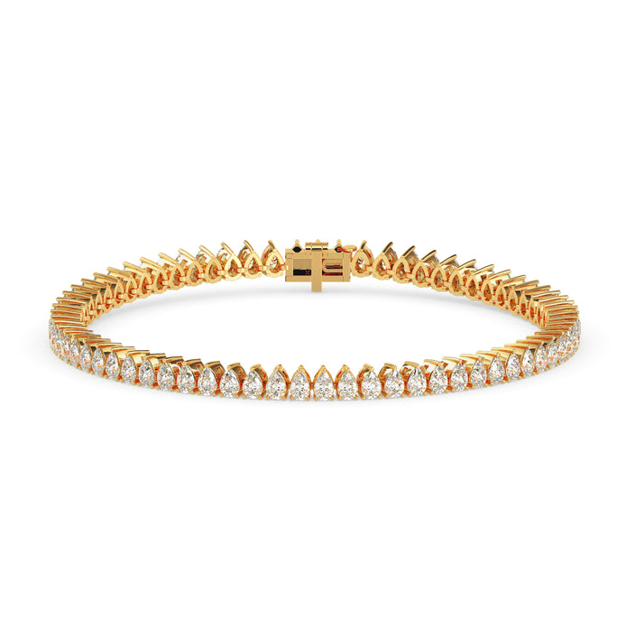 4.19Ct Pear Prong Set Lab-Grown Diamond Gold Tennis Bracelets