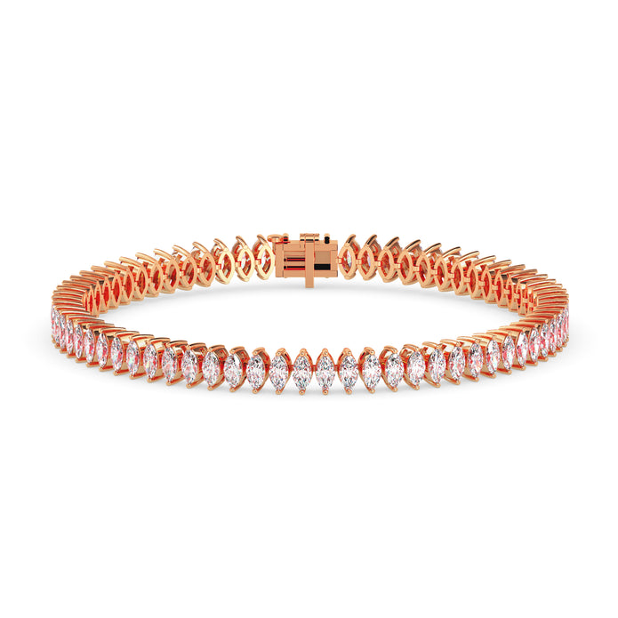 4.47Ct Marquise Prong Set Lab-Grown Diamond Gold Tennis Bracelets